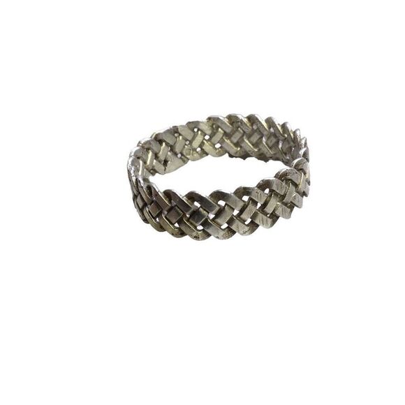 Ring, Sterling Silver Ring Band, size 8.5, Woven Ring, Wedding, Handmade - Picture 2 of 5